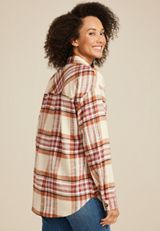 Cabin Plaid Boyfriend Button Down Shirt, C3986, small