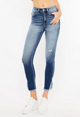 KanCan&trade; High Rise Frayed Hem Ankle Skinny Jean, MEDIUM SANDBLAST, small