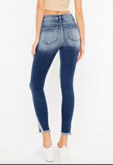 KanCan&trade; High Rise Frayed Hem Ankle Skinny Jean, MEDIUM SANDBLAST, small