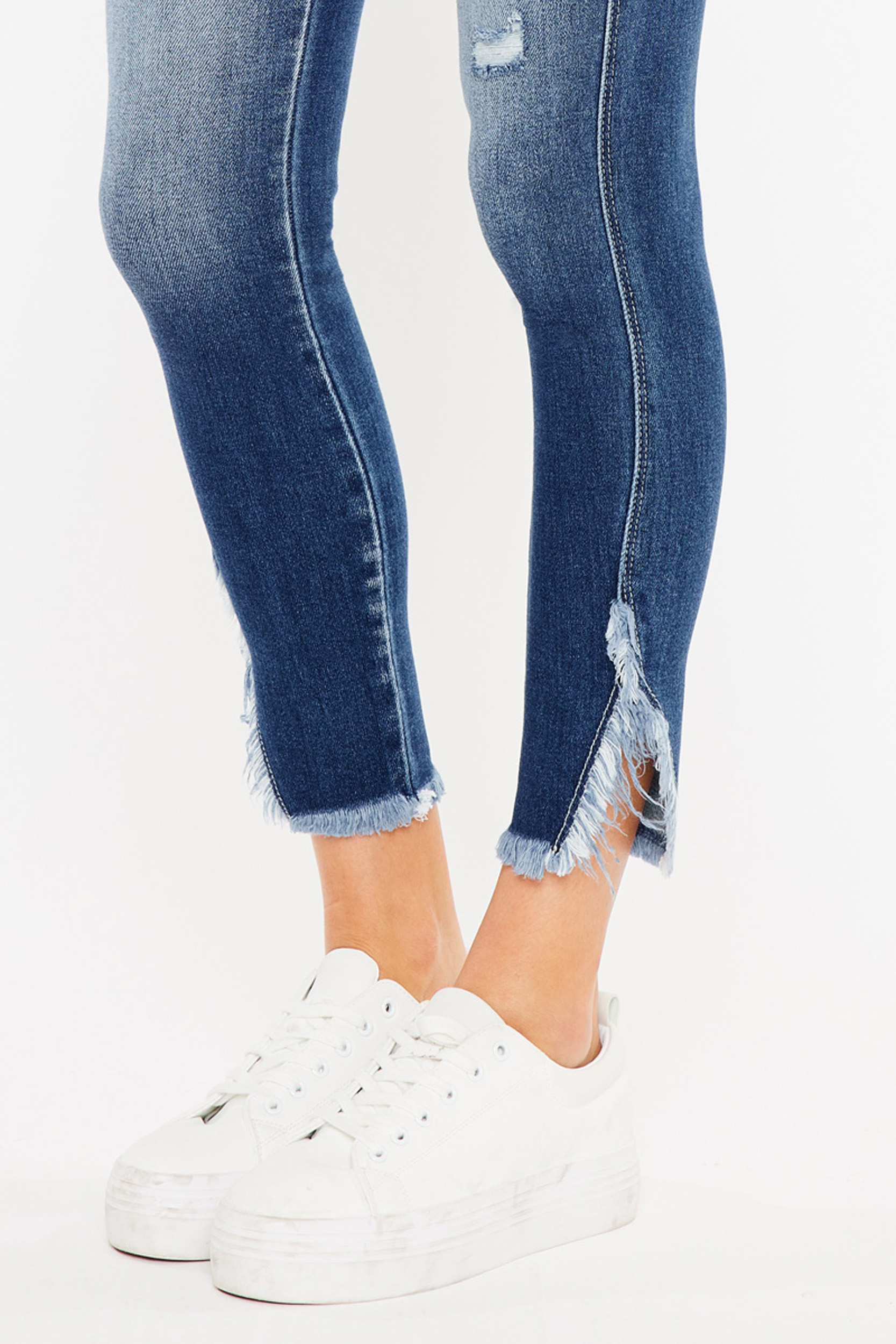 KanCan&trade; High Rise Frayed Hem Ankle Skinny Jean, MEDIUM SANDBLAST, large
