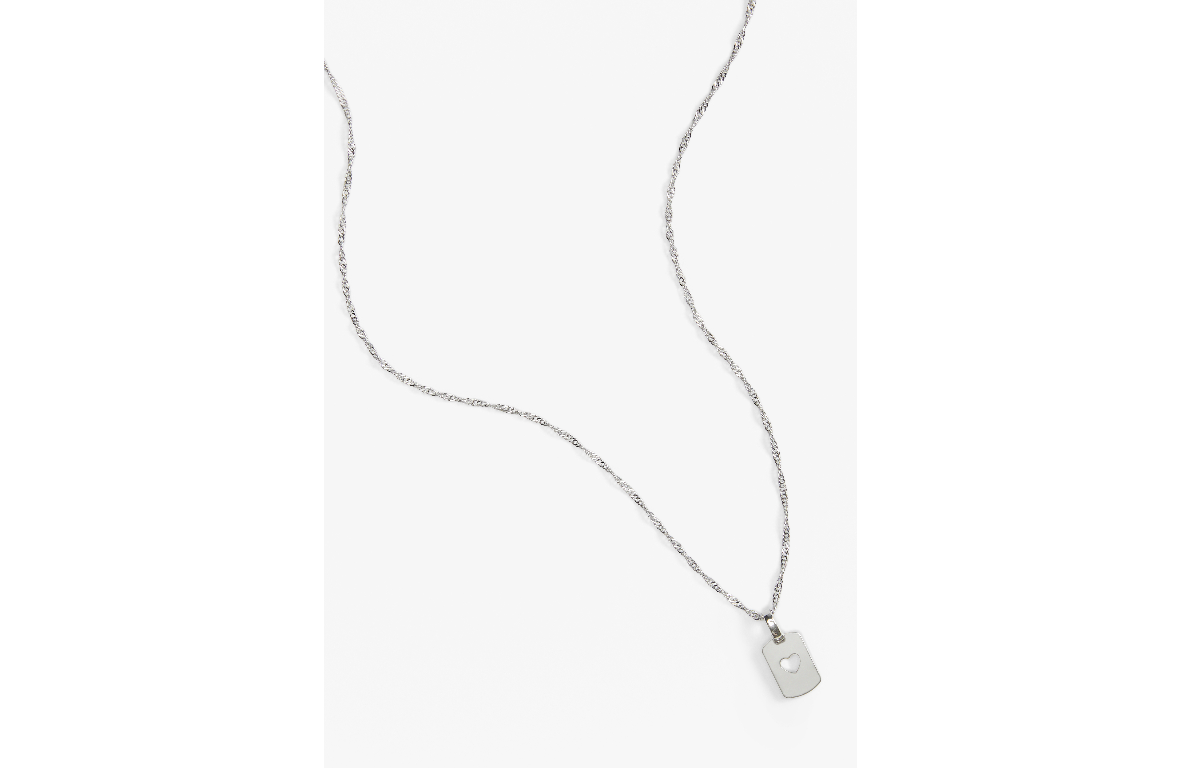 Silver Cut Out Heart Pendant Necklace