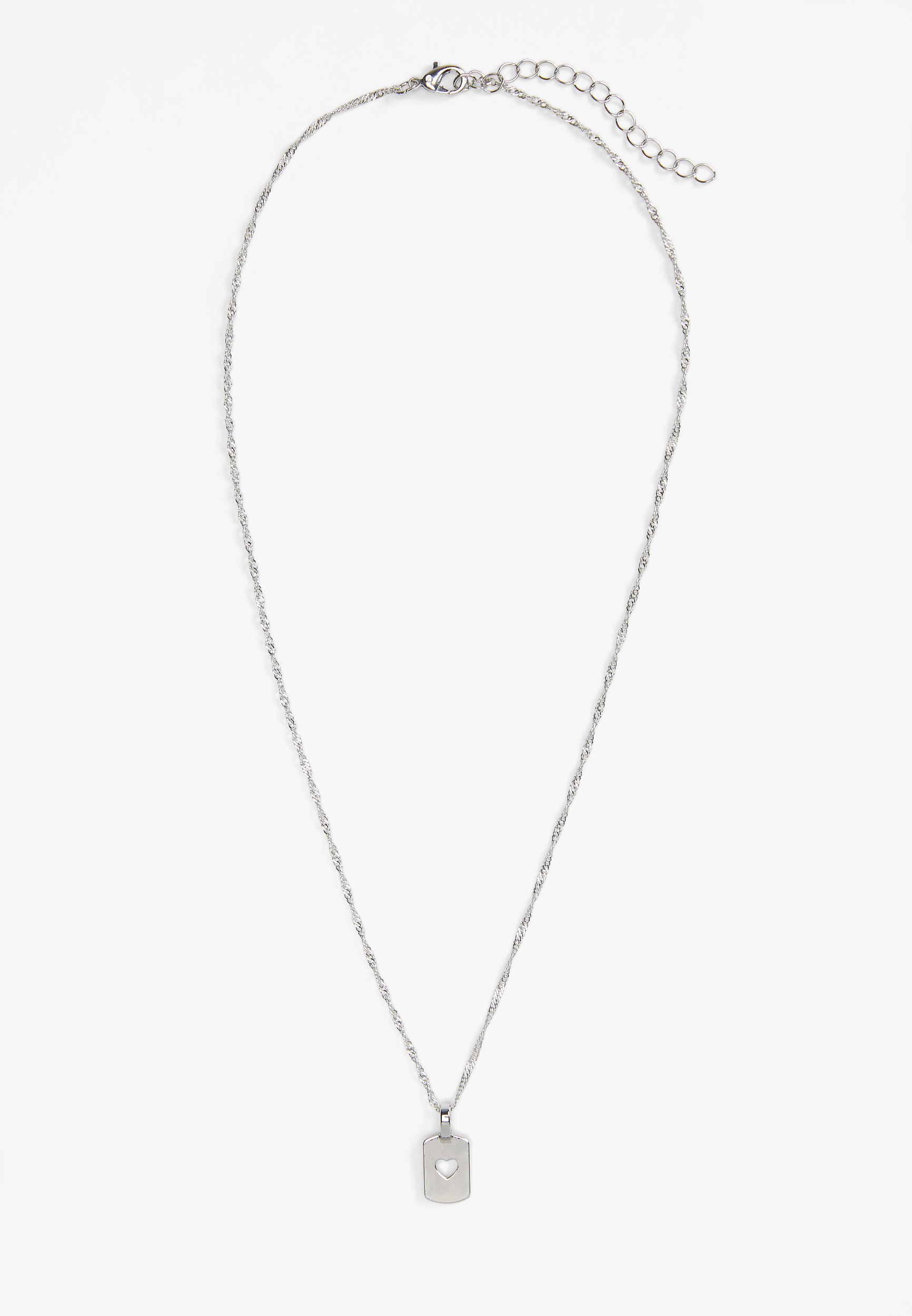 Silver Cut Out Heart Pendant Necklace, C431, large