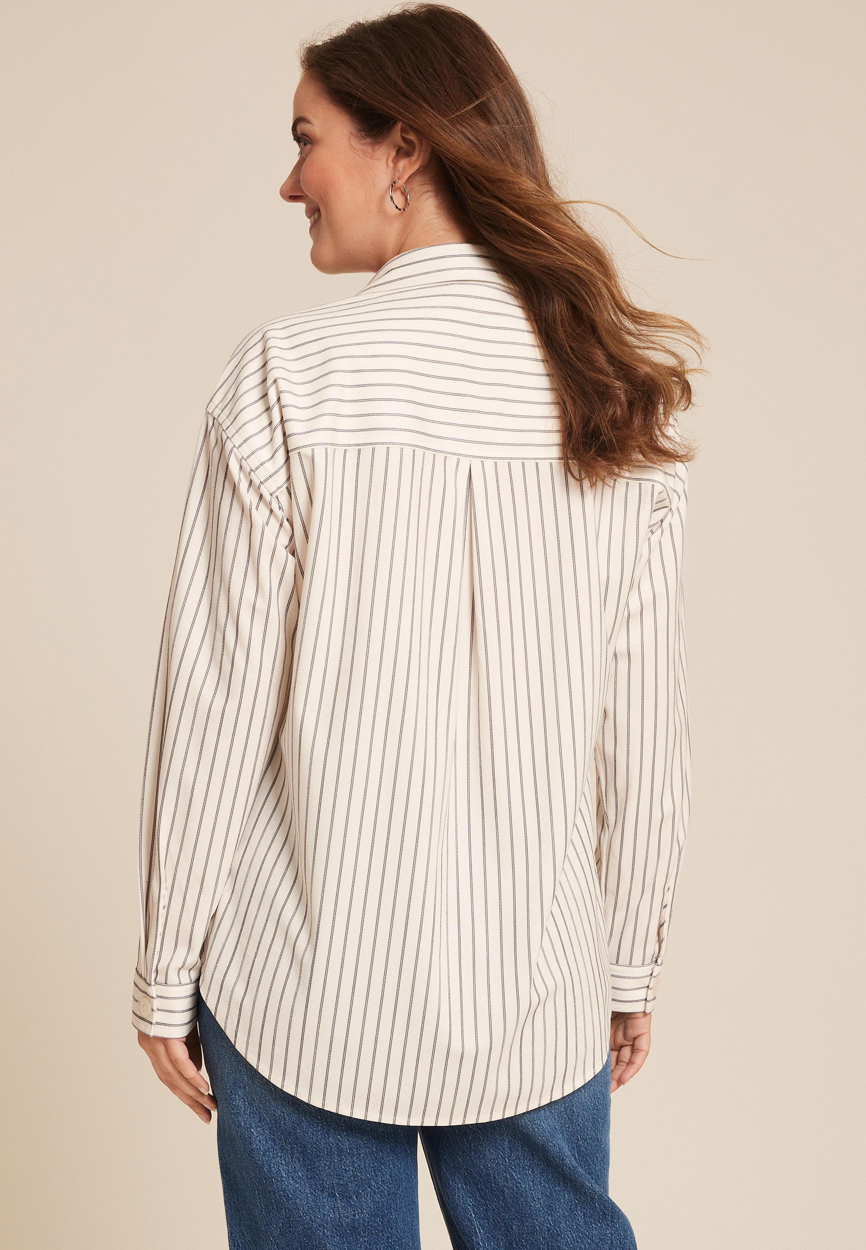 Corduroy Button Down Boyfriend Shirt, C2789, large