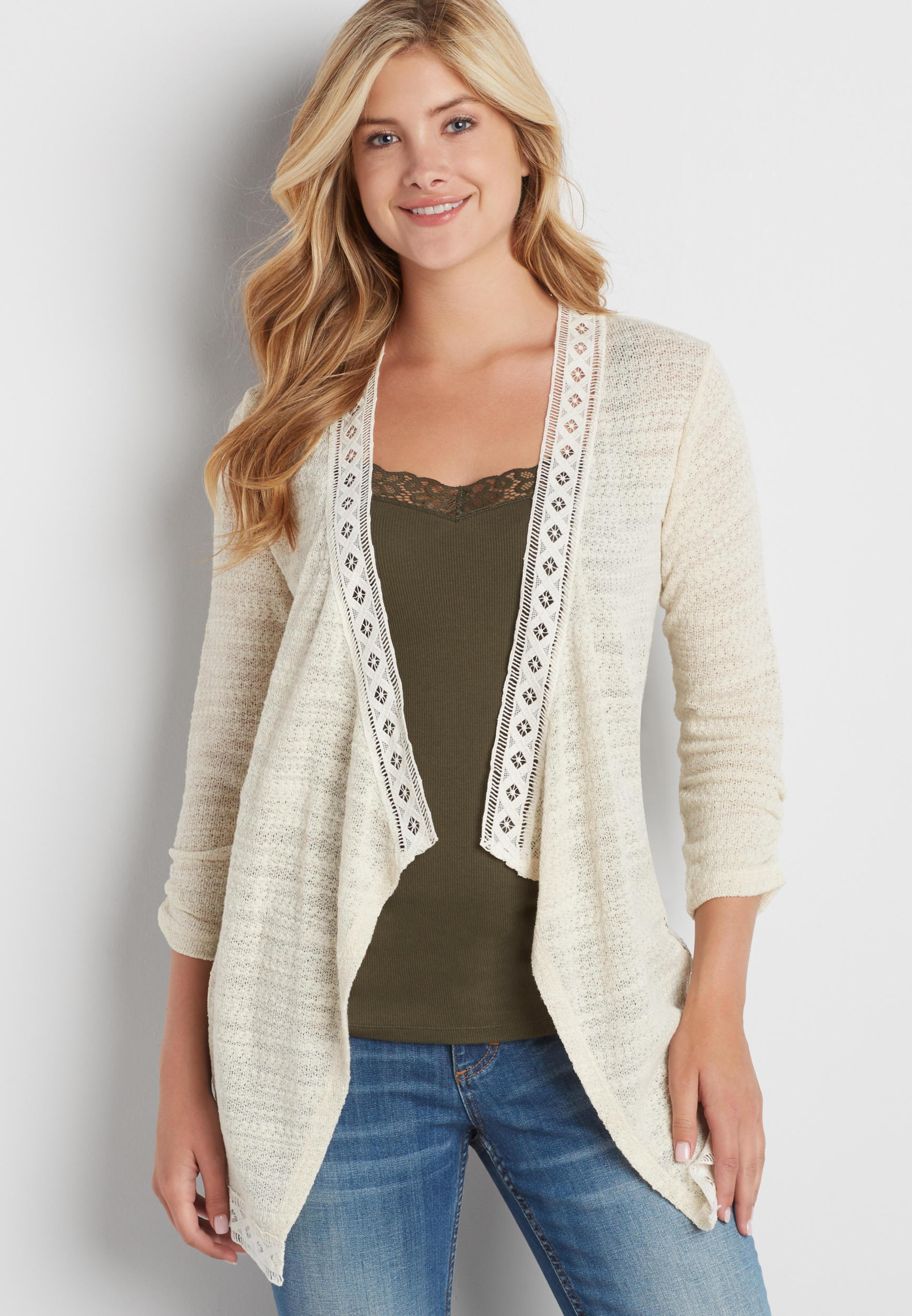cardigan with lace | maurices