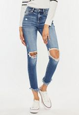 KanCan&trade; Ripped High Rise Frayed Hem Skinny Jean, MEDIUM SANDBLAST, small