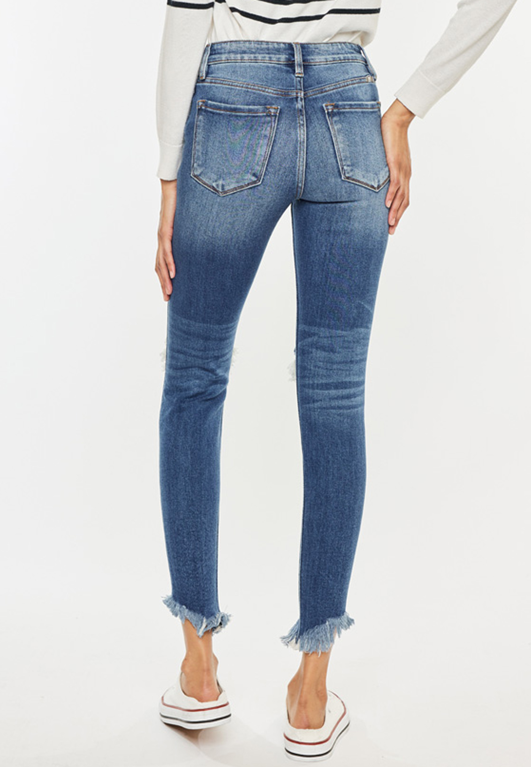 KanCan&trade; Ripped High Rise Frayed Hem Skinny Jean, MEDIUM SANDBLAST, large