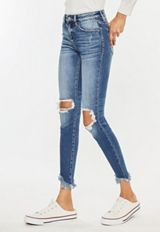 KanCan&trade; Ripped High Rise Frayed Hem Skinny Jean, MEDIUM SANDBLAST, small