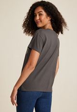 Road Trip Rhinestone Motorcycle Relaxed Fit Graphic Tee, CHARCOAL, small