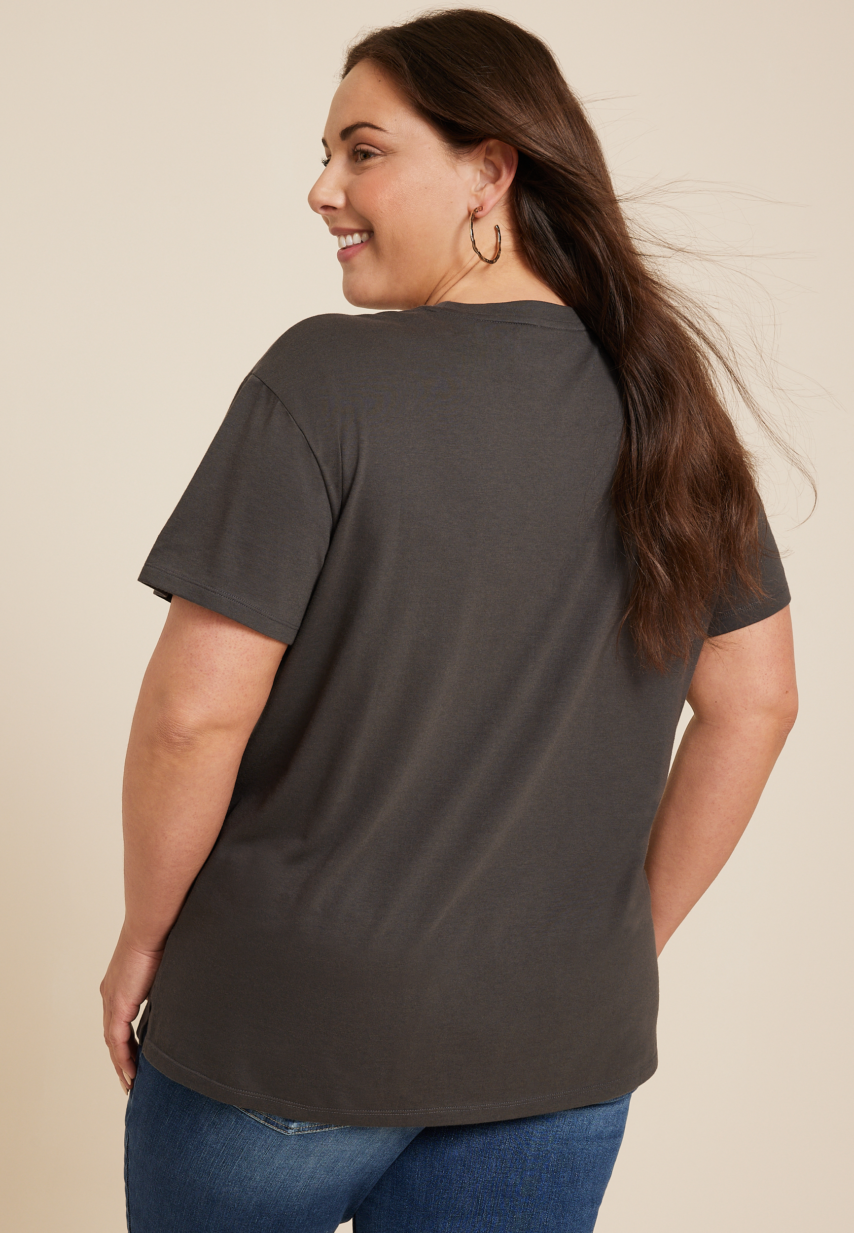 Plus Size Road Trip Rhinestone Motorcycle Relaxed Fit Graphic Tee, CHARCOAL, large
