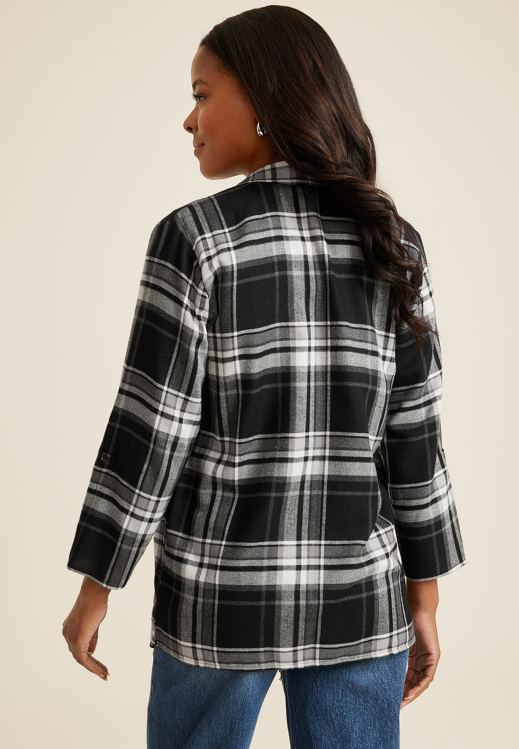 Plaid Open Front Kimono, C1756, large