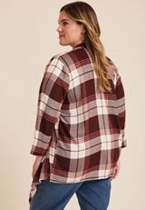 Plus Size Plaid Open Front Kimono, C9736, small
