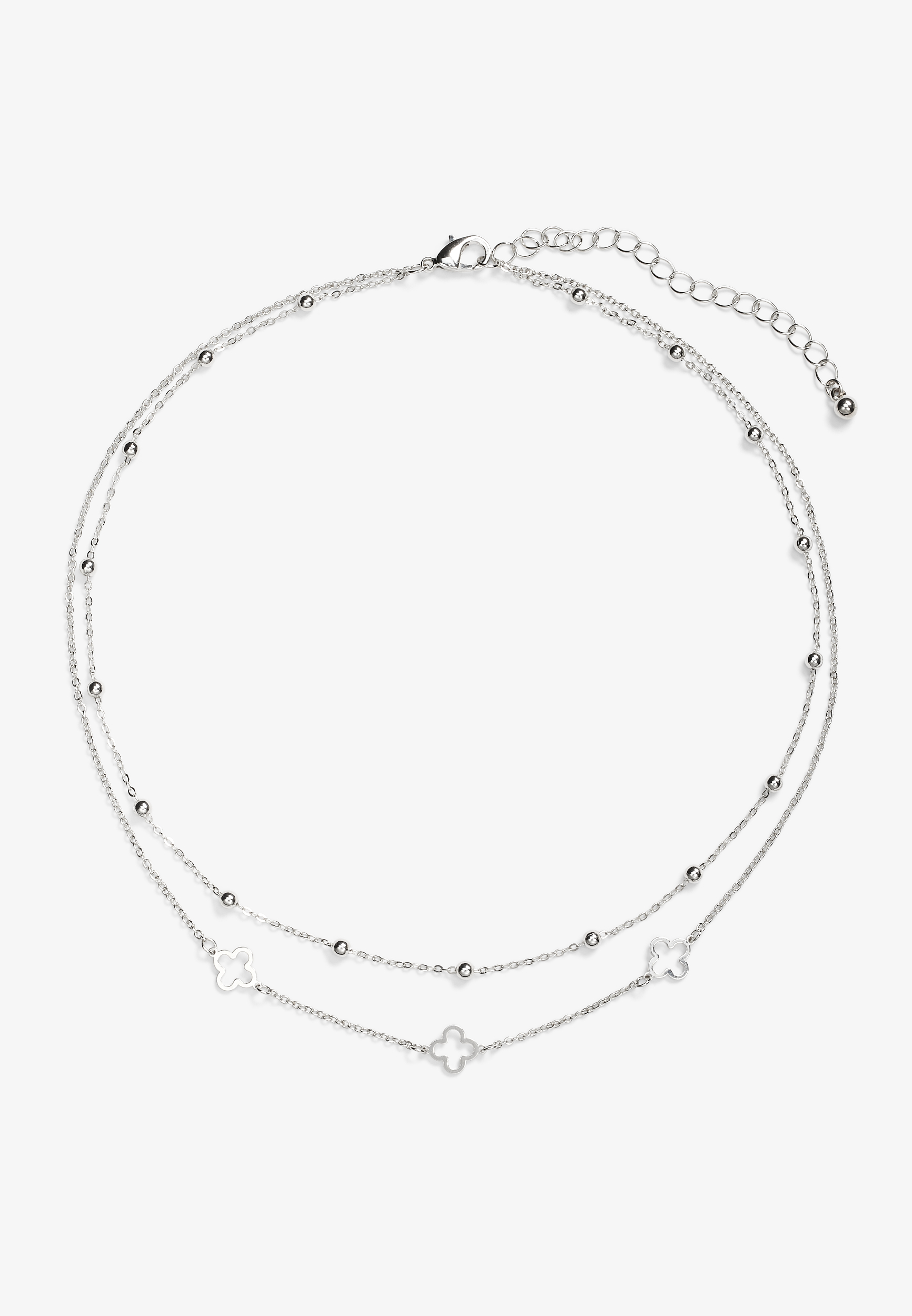 Dainty Double Layered Clover Necklace, C431, large