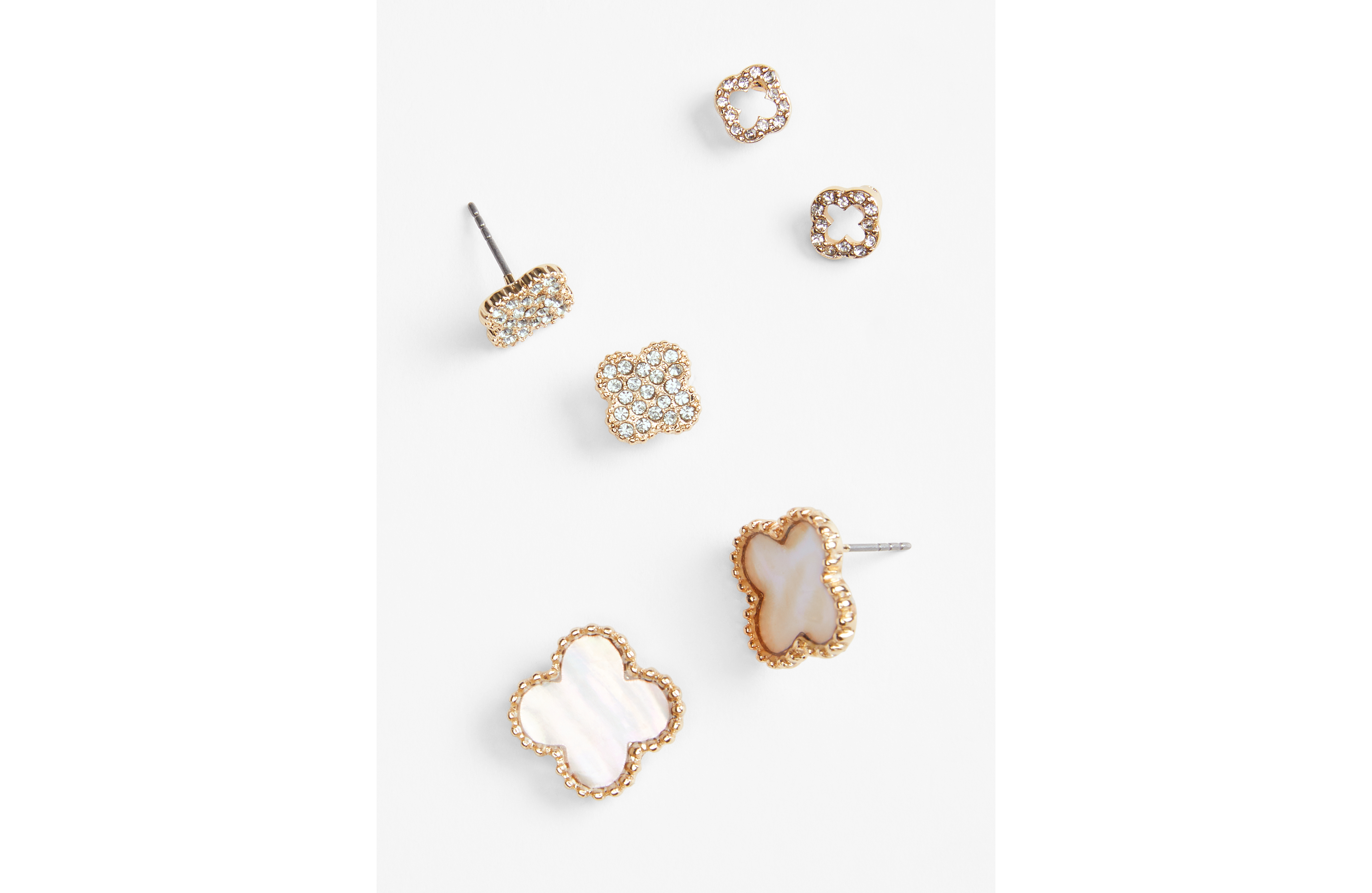 3 Pack Clover Stud Earring Set