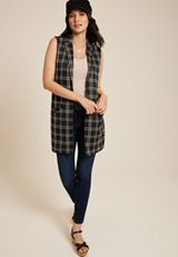 Windowpane Longline Blazer Vest, C1756, small
