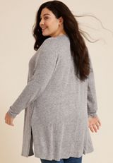 Plus Size Hacci Studded Long Sleeve Cardigan, C3348, small