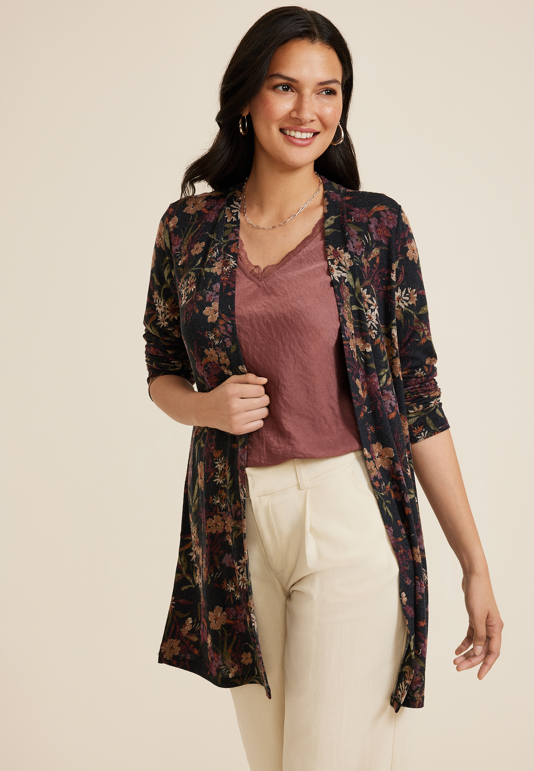 Floral Hacci Long Sleeve Cardigan