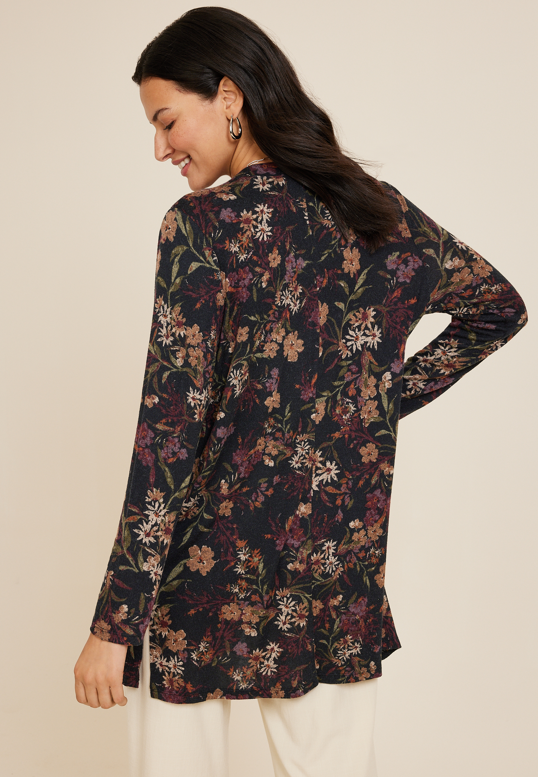 Hacci Long Sleeve Cardigan, BLACK COMBO, large