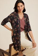 Hacci Long Sleeve Cardigan, BLACK COMBO, small