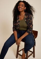 Plus Size Floral Hacci Long Sleeve Cardigan, C1756, small