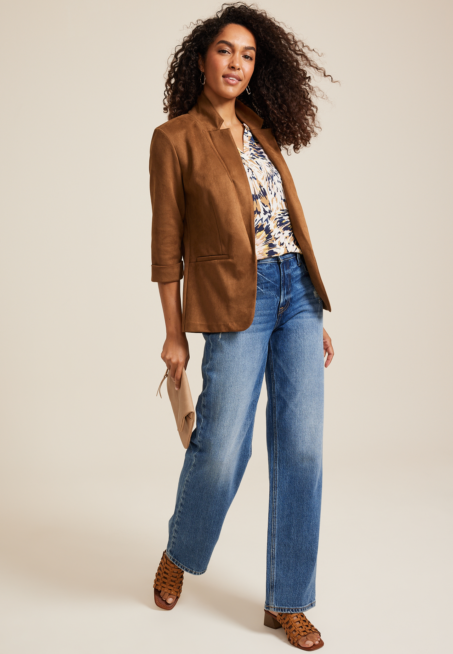 Versa Faux Suede Blazer, C7208, large
