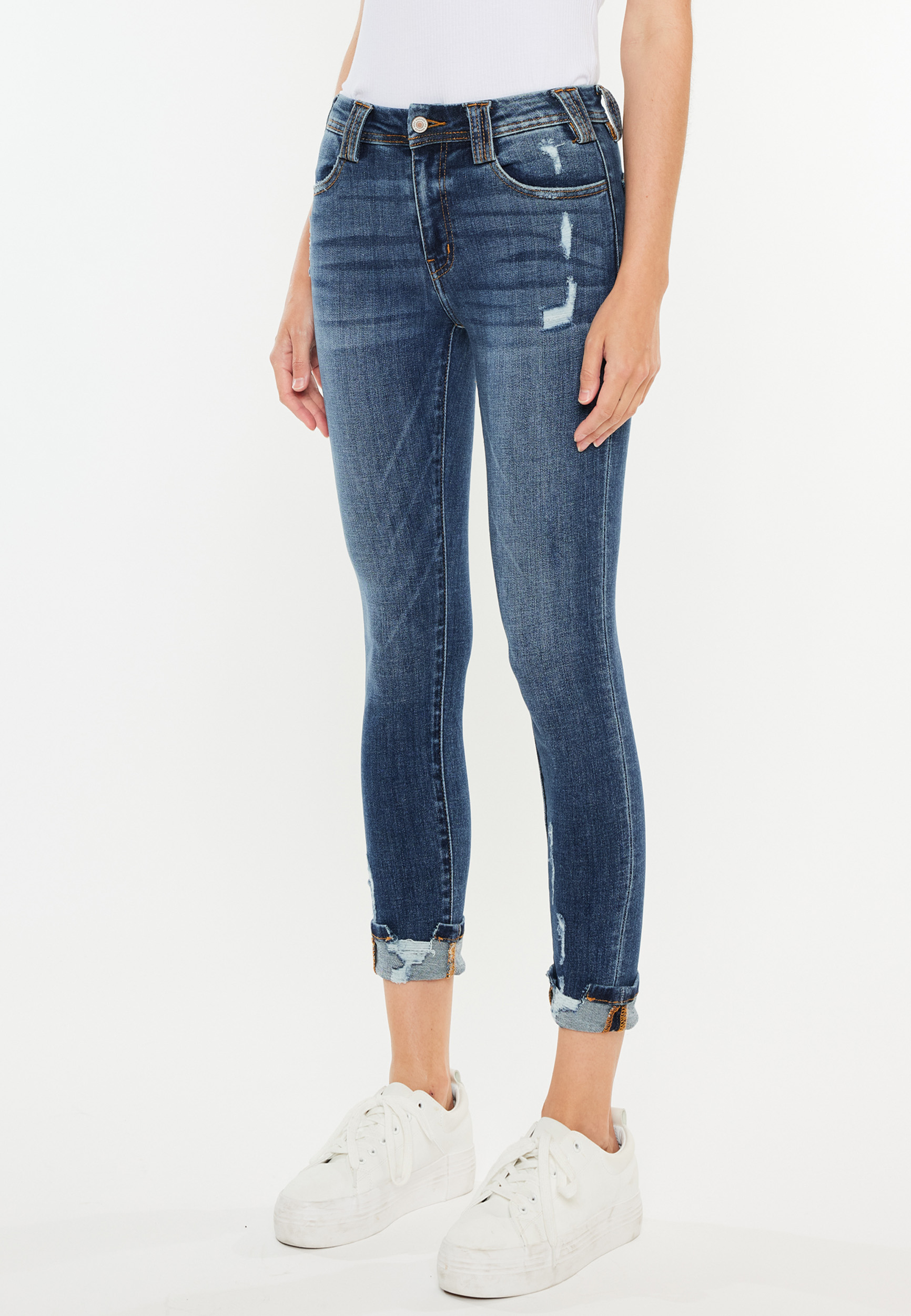 KanCan&trade; Ripped Mid Rise Cuffed Skinny Ankle Jean, C258, large
