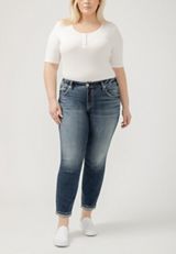 Plus Size Silver Jeans Co.&reg; Mid Rise Luxe Stretch Thick Stitch Boyfriend Slim Leg Jean, , small