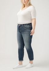 Plus Size Silver Jeans Co.&reg; Mid Rise Luxe Stretch Thick Stitch Boyfriend Slim Leg Jean, , small