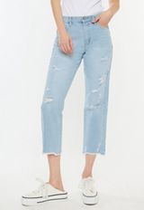 KanCan&trade; Ripped Nonstretch High Rise Cropped Straight Jean, C2806, small