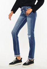 KanCan&trade; Ripped Mid Rise Straight Jean, MEDIUM SANDBLAST, small