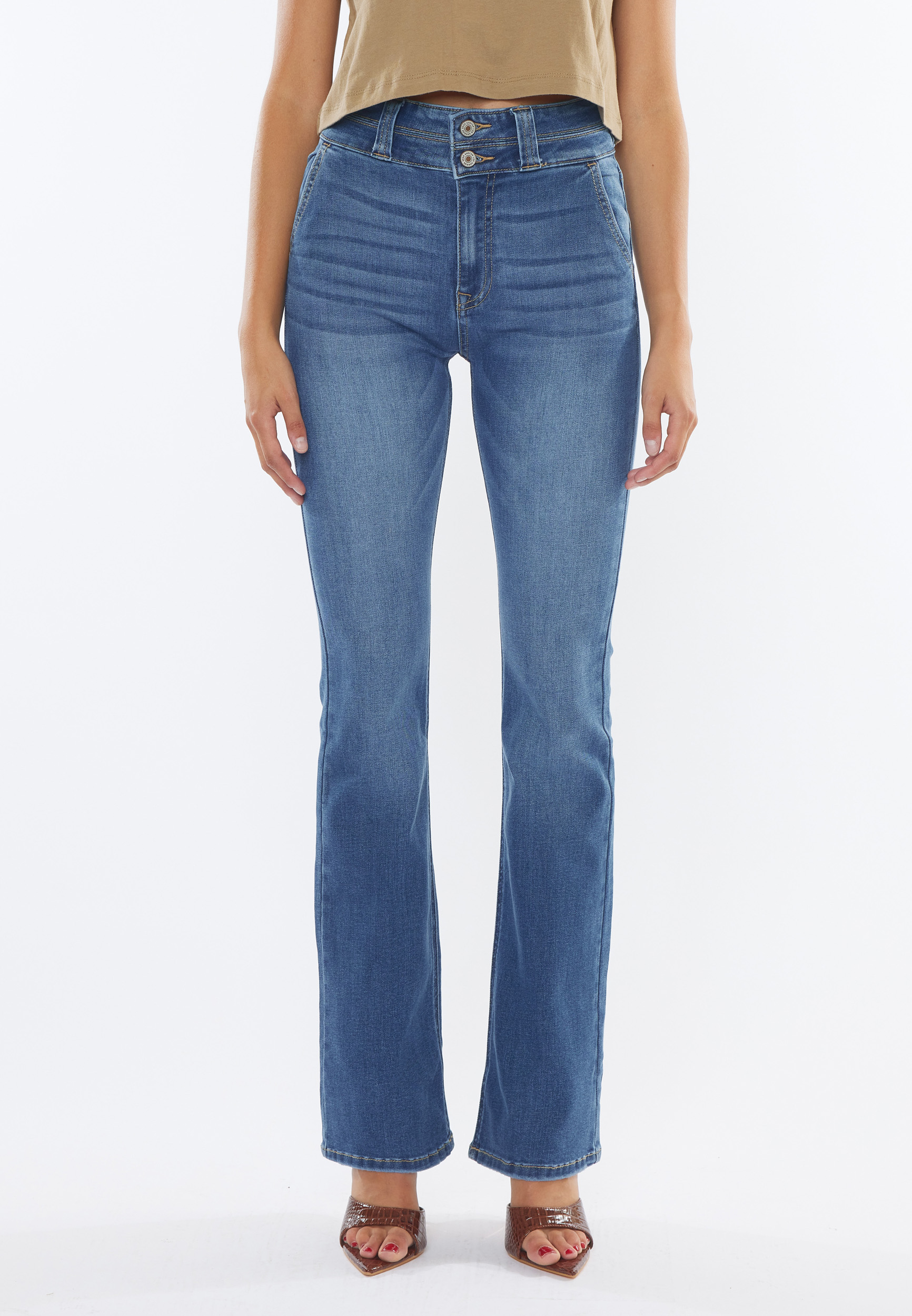 KanCan&trade; High Rise Double Button Bootcut Jean, C3337, large