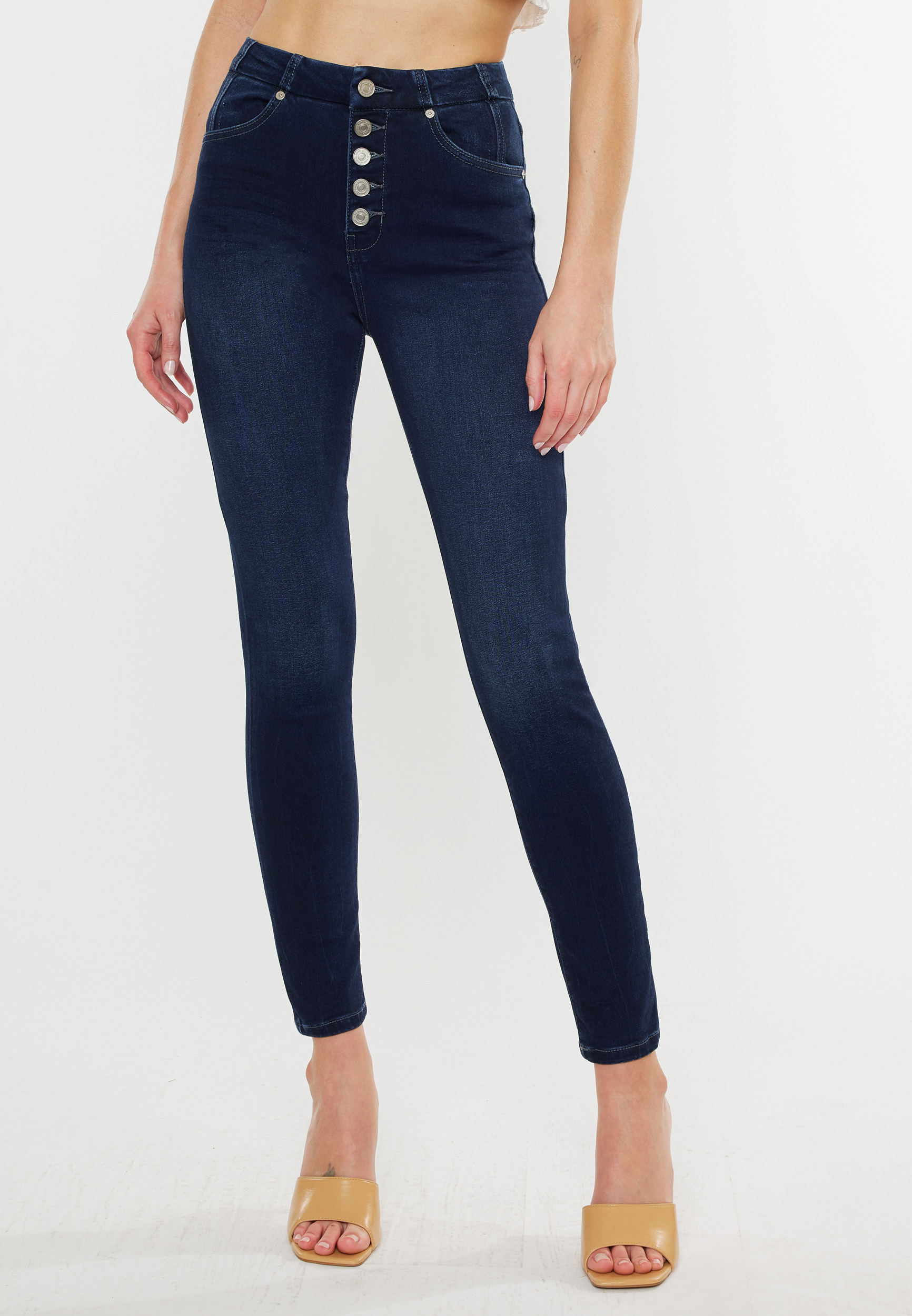 KanCan&trade; Dark High Rise Button Fly Skinny Jean, C2372, large