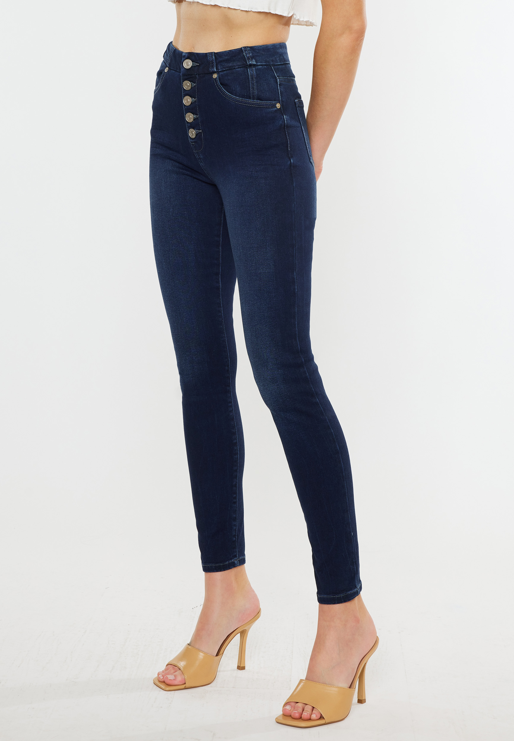 KanCan&trade; Dark High Rise Button Fly Skinny Jean, C2372, large