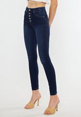 KanCan&trade; Dark High Rise Button Fly Skinny Jean, C2372, small