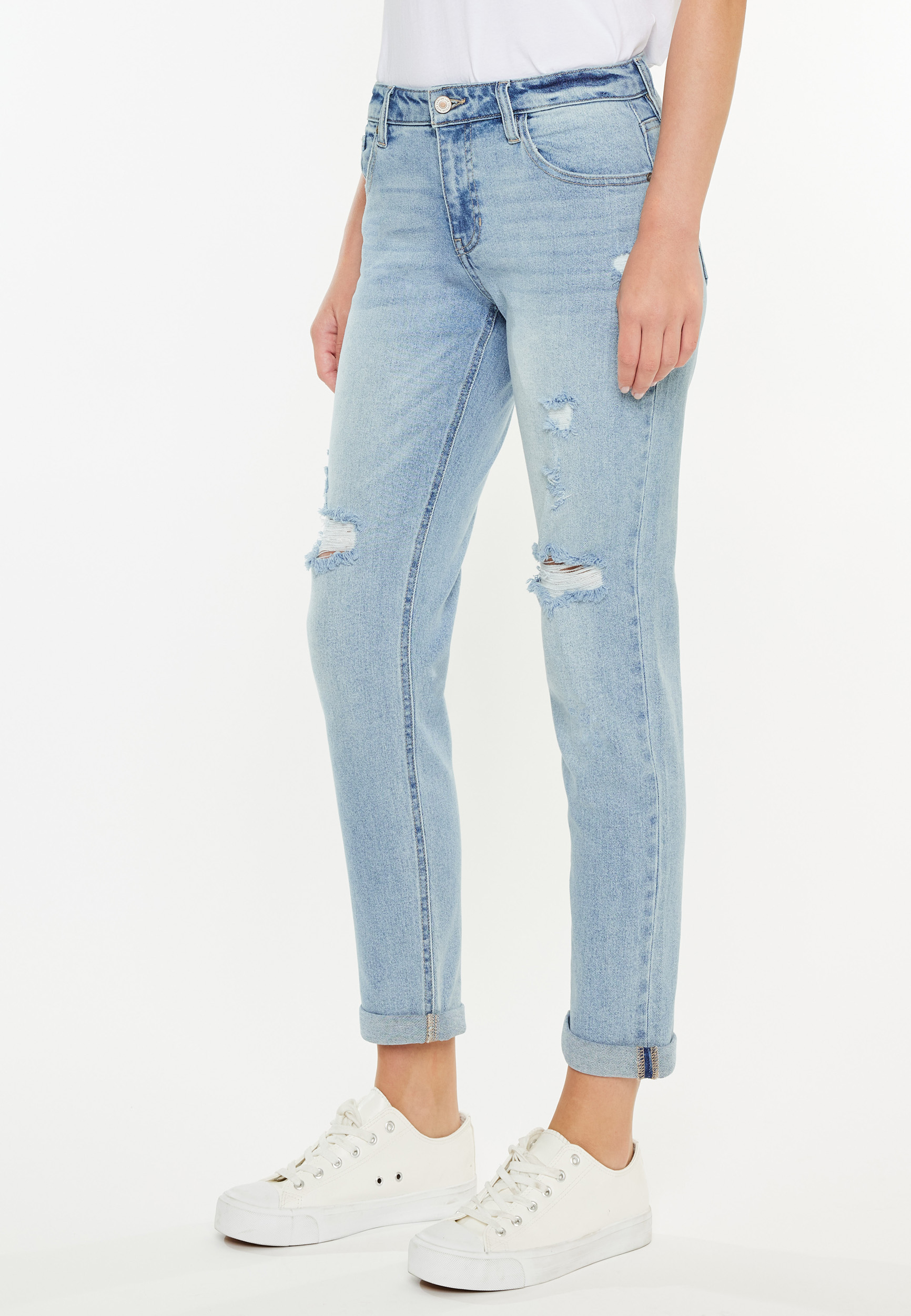 KanCan™ Light High Rise Ripped Boyfriend Jean