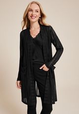 Shadow Striped Cardigan, BLACK, small