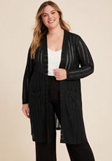 Plus Size Shadow Striped Cardigan, C106, small