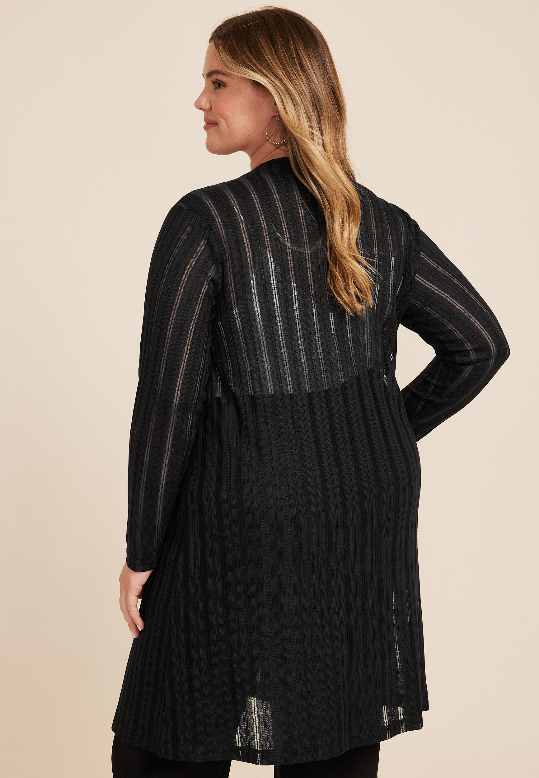 Plus Size Shadow Striped Cardigan, C106, large