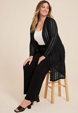 Plus Size Shadow Striped Cardigan, C106, small