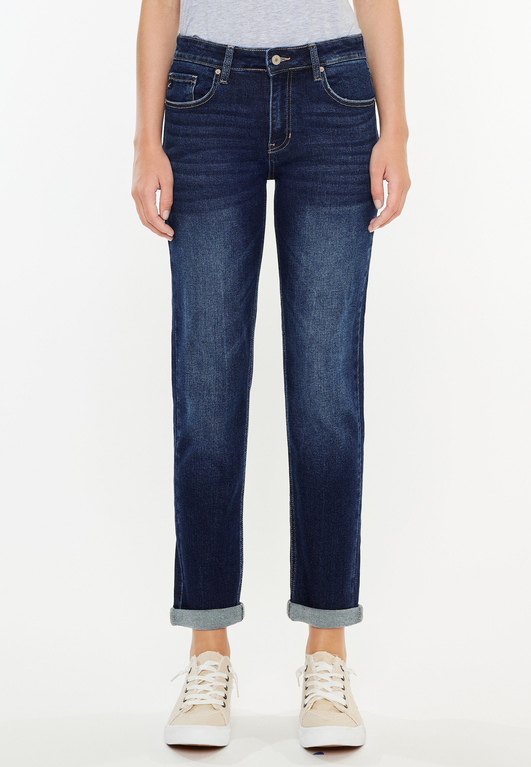 KanCan&trade; Dark High Rise Boyfriend Jean, , large