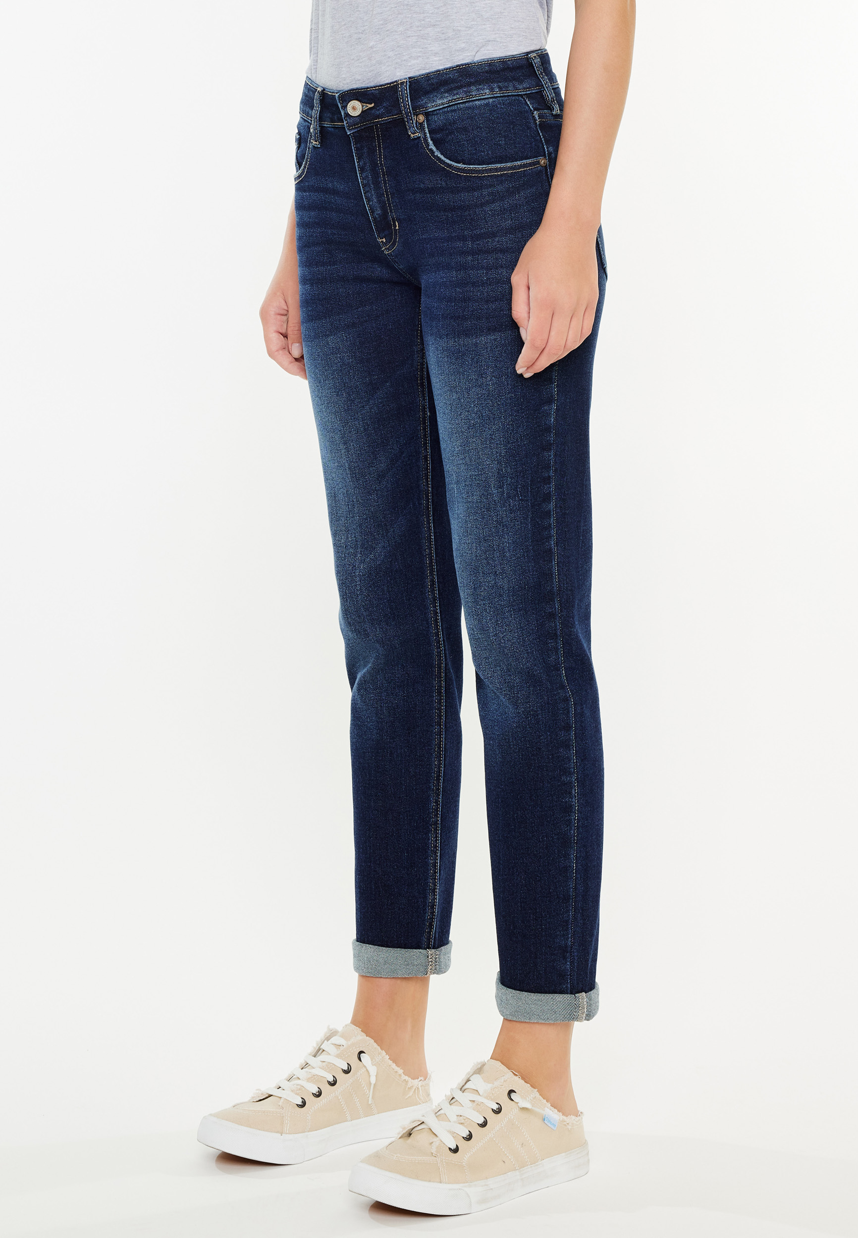 KanCan&trade; Dark High Rise Boyfriend Jean, , large