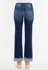 KanCan&trade; Mid Rise Frayed Cuff Straight Jean, , small