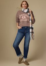 KanCan&trade; Mid Rise Frayed Cuff Straight Jean, , small