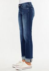 KanCan&trade; Mid Rise Frayed Cuff Straight Jean, , small