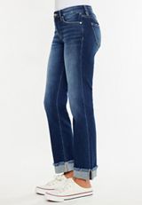 KanCan&trade; Mid Rise Frayed Cuff Straight Jean, , small
