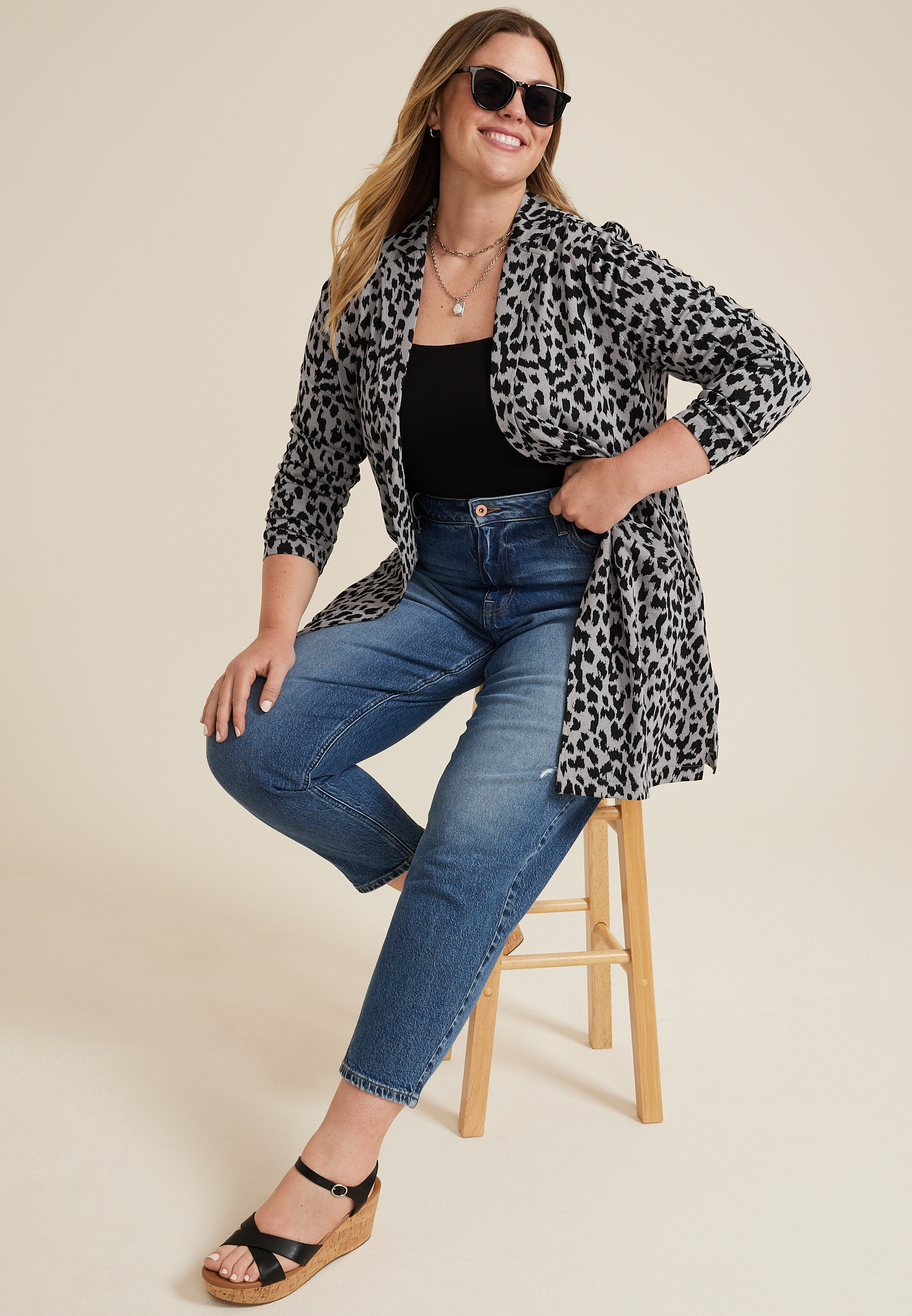 Plus Size Longline Blazer, C1755, large