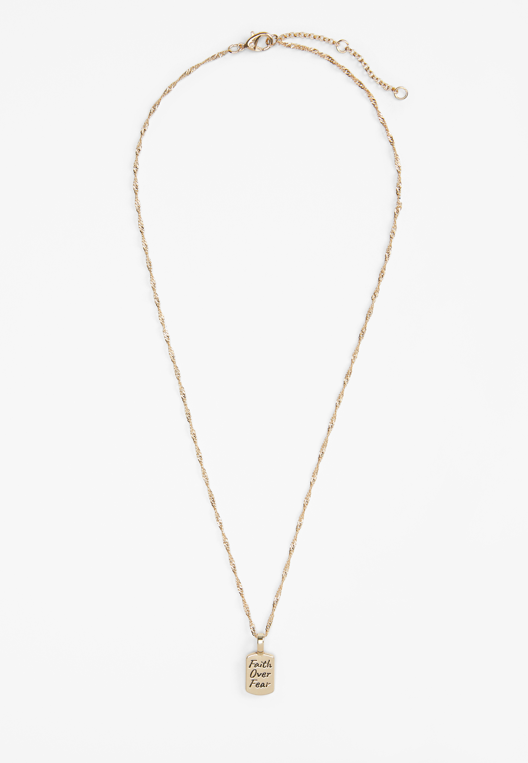 Faith Over Fear Pendant Necklace, GOLD, large