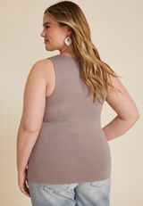 Plus Size Simply Smooth Double Layer Scoop Neck Tank Top, COCONUT SHELL, small