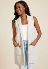 Tweed Longline Blazer Vest, C5883, small