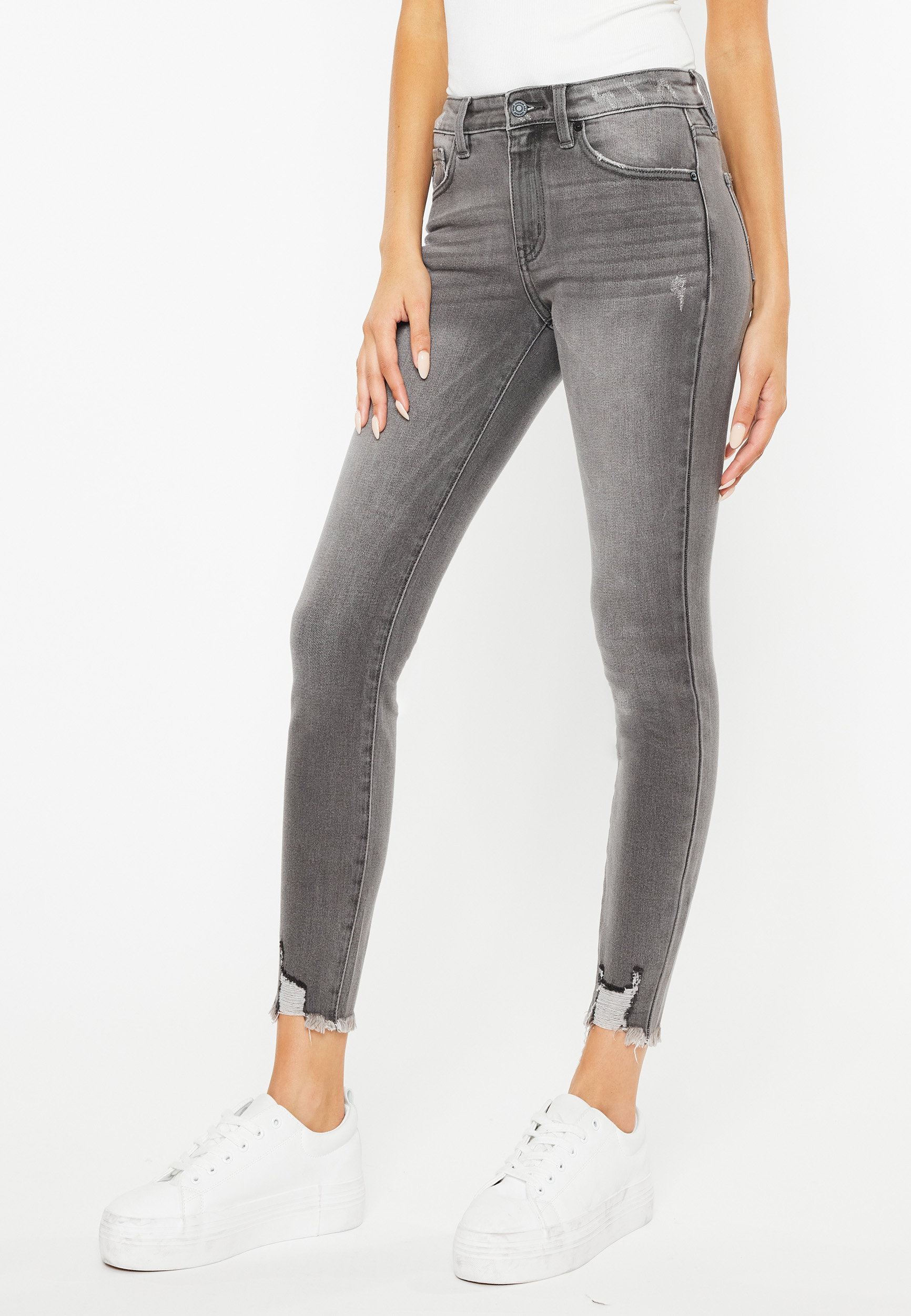 KanCan&trade; Gray High Rise Ripped Hem Skinny Jean, C829, large