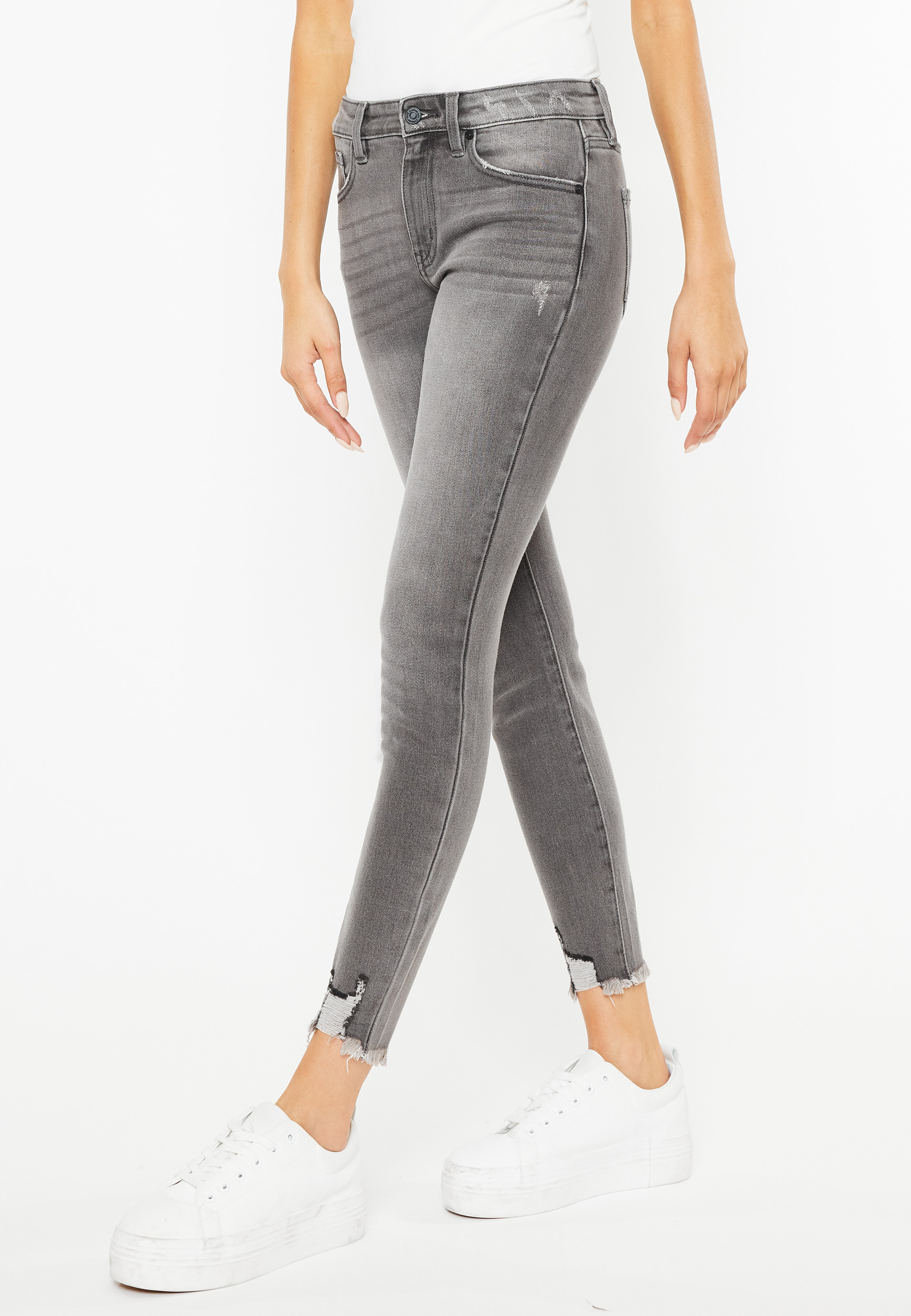 KanCan&trade; Gray High Rise Ripped Hem Skinny Jean, C829, large